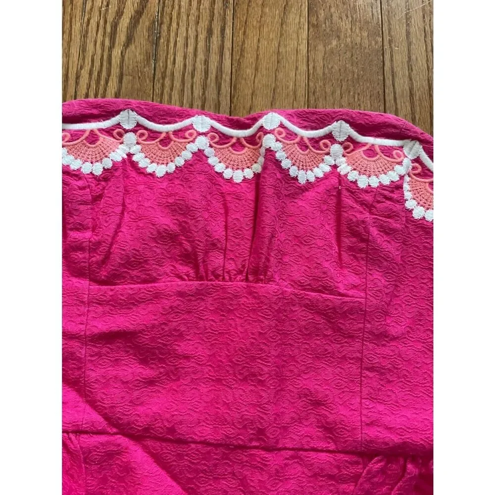 Lilly Pulitzer Pink Embroidered Strapless Dress Women’s Sz 4 - Picture 7 of 11